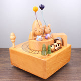 Little Bear Tunnel Train Clockwork Music Box Music Bell Wooden Music Box Craft Items Home Decoration Holidays Birthday Gifts