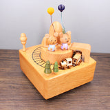 Little Bear Tunnel Train Clockwork Music Box Music Bell Wooden Music Box Craft Items Home Decoration Holidays Birthday Gifts