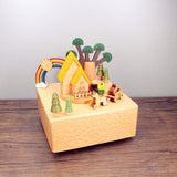 Rainbow House Clockwork Music Box Wooden Music Box Modern Craft Items Home Decoration Holiday Gifts Children's Toys