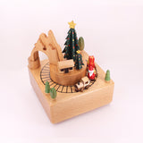 Christmas Tree Train Clockwork Music Box Music Bell Wooden Music Box Craft Items Home Christmas Decoration Holiday Gifts