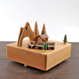 Tunnel Train Clockwork Music Box Music Bell Wooden Music Box Craft Items Home Decoration Holiday Gifts Children's