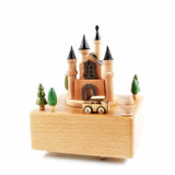 Beautiful Castle Clockwork Music Box Music Bell Wooden Music Box Craft Items Home Decoration Holiday Gifts