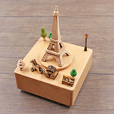 Paris Eiffel Tower Clockwork Music Box Music Bell Wooden Music Box Craft Items Home Decoration Holiday Gift Children's Toys