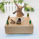 Dutch Windmill Sky City Clockwork Music Box Music Bell Wooden Music Box Craft Items Home Decoration Holidays Birthday Gifts