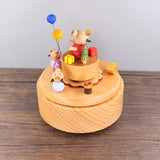 Round Small Pig Seesaw Clockwork Music Box Music Bell Wooden Music Box Craft Items Home Christmas Decoration Christmas Gift