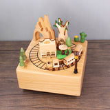 Forest Cabin Train Canon Clockwork Music Box Music Bell Wooden Music Box Craft Items Home Decoration Holiday Brithday Gifts