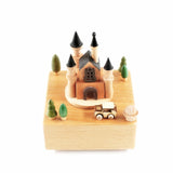 Beautiful Castle Clockwork Music Box Music Bell Wooden Music Box Craft Items Home Decoration Holiday Gifts