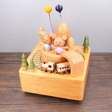 Little Bear Tunnel Train Clockwork Music Box Music Bell Wooden Music Box Craft Items Home Decoration Holidays Birthday Gifts