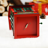 Red Wooden Music Box House Shaped Musical Boxes Clockwork Wood Handcrafts Home Decorations Gifts for Kids