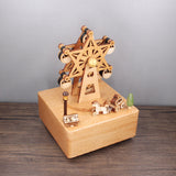 Happiness Ferris Wheel Small Carriage Clockwork Music Box Music Bell Wooden Music Box Craft Items Home Decoration Holiday Gifts