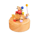 Round Small Pig Seesaw Clockwork Music Box Music Bell Wooden Music Box Craft Items Home Christmas Decoration Christmas Gift