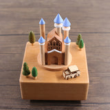 Blue Castle Sky City Clockwork Music Box Music Bell Wooden Music Box Craft Items Home Decoration Holiday Gifts Children's Toys