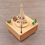 Paris Eiffel Tower Clockwork Music Box Music Bell Wooden Music Box Craft Items Home Decoration Holiday Gift Children's Toys