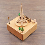 Paris Eiffel Tower Clockwork Music Box Music Bell Wooden Music Box Craft Items Home Decoration Holiday Gift Children's Toys