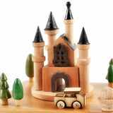 Beautiful Castle Clockwork Music Box Music Bell Wooden Music Box Craft Items Home Decoration Holiday Gifts