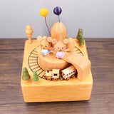 Little Bear Tunnel Train Clockwork Music Box Music Bell Wooden Music Box Craft Items Home Decoration Holidays Birthday Gifts