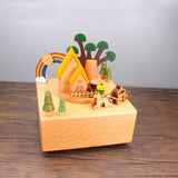 Rainbow House Clockwork Music Box Wooden Music Box Modern Craft Items Home Decoration Holiday Gifts Children's Toys