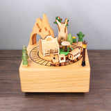 Forest Cabin Train Canon Clockwork Music Box Music Bell Wooden Music Box Craft Items Home Decoration Holiday Brithday Gifts