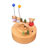 Round Small Pig Seesaw Clockwork Music Box Music Bell Wooden Music Box Craft Items Home Christmas Decoration Christmas Gift