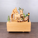 Forest Cabin Train Canon Clockwork Music Box Music Bell Wooden Music Box Craft Items Home Decoration Holiday Brithday Gifts