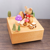 Playground Bear Clockwork Music Box Music Bell Wooden Music Box Craft Items Home Decoration Gift Customization Children's Toys