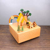 Rainbow House Clockwork Music Box Wooden Music Box Modern Craft Items Home Decoration Holiday Gifts Children's Toys