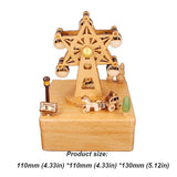 Happiness Ferris Wheel Small Carriage Clockwork Music Box Music Bell Wooden Music Box Craft Items Home Decoration Holiday Gifts