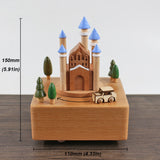 Blue Castle Sky City Clockwork Music Box Music Bell Wooden Music Box Craft Items Home Decoration Holiday Gifts Children's Toys