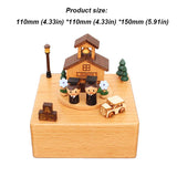 College Building Clockwork Music Box Music Bell Wooden Music Box Craft Items Home Decoration Holiday Birthday Gift