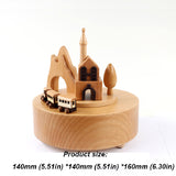 Castle Train Clockwork Music Box Music Bell Wooden Music Box Craft Items Home Decoration Holiday Birthday Gifts