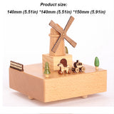 Dutch Windmill Sky City Clockwork Music Box Music Bell Wooden Music Box Craft Items Home Decoration Holidays Birthday Gifts