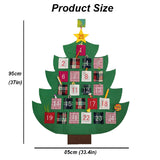 85*95cm Our Warm Plaid Felt Christmas Tree Advent Calendar New Year Countdown Pendant Gift Party Decoration Accessories For Home