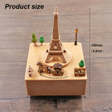Paris Eiffel Tower Clockwork Music Box Music Bell Wooden Music Box Craft Items Home Decoration Holiday Gift Children's Toys