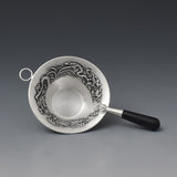 Creative Sterling Silver Tea Net 999 Leakage Handmade Ebony Handle Tea Infuser Heat Insulation Filter Tea Set Net Tea Straine